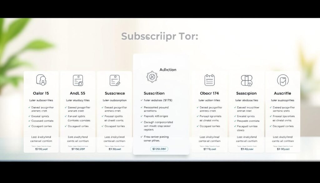 A high-resolution, photorealistic illustration showcasing the various MEL Science subscription options. The foreground features a clean, minimalist display of subscription tiers, each with distinct pricing and detailed product offerings. The middle ground depicts elegantly-designed icons and graphics to visually represent the key features of each plan. The background maintains a soft, blurred effect, with a subtle color palette and smooth lighting to create a premium, high-quality aesthetic. The overall composition is balanced, with a clear hierarchical structure that guides the viewer's attention to the core subscription details.