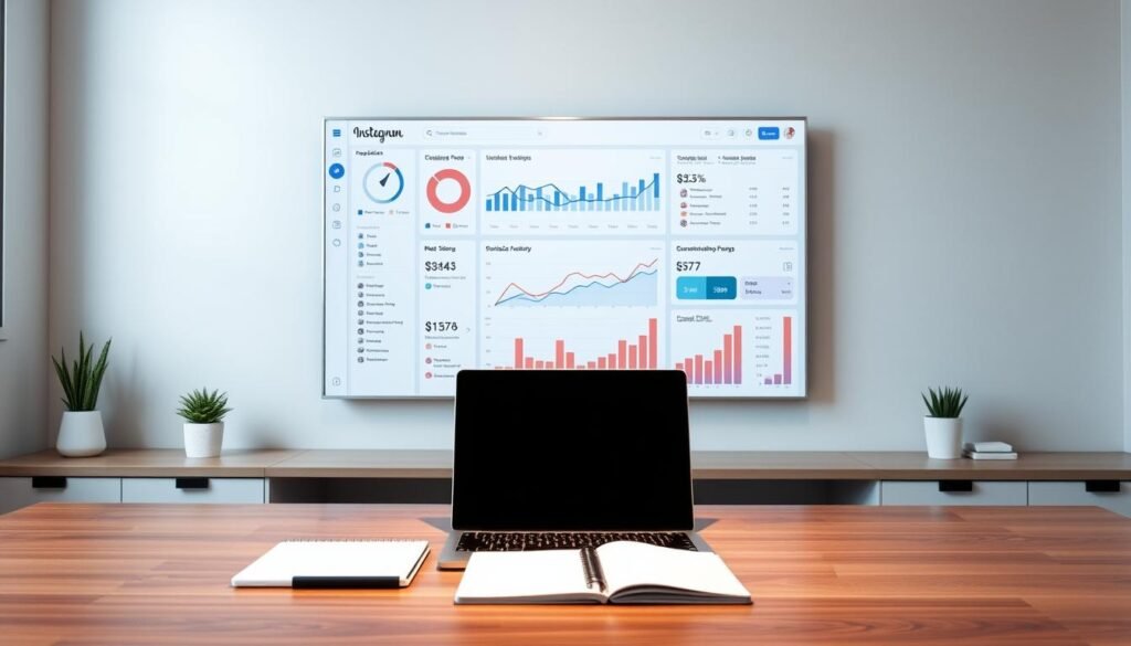 A meticulously crafted Instagram analytics dashboard set against a serene, minimalist office backdrop. The display showcases a series of well-organized charts, graphs, and statistics, illuminated by soft, directional lighting that casts subtle shadows, creating depth and dimension. The dashboard elements are rendered in a clean, modern style, with a color palette that evokes a sense of professionalism and authority. In the foreground, a laptop and notebook sit atop a sleek, wooden desk, hinting at the strategic decision-making process behind the case study results. The overall scene exudes a sense of productivity, efficiency, and data-driven insights, perfectly complementing the "Case Study: Real Results with InstaclubHub" narrative. A meticulously crafted Instagram analytics dashboard set against a serene, minimalist office backdrop. The display showcases a series of well-organized charts, graphs, and statistics, illuminated by soft, directional lighting that casts subtle shadows, creating depth and dimension. The dashboard elements are rendered in a clean, modern style, with a color palette that evokes a sense of professionalism and authority. In the foreground, a laptop and notebook sit atop a sleek, wooden desk, hinting at the strategic decision-making process behind the case study results. The overall scene exudes a sense of productivity, efficiency, and data-driven insights, perfectly complementing the "Case Study: Real Results with InstaclubHub" narrative.