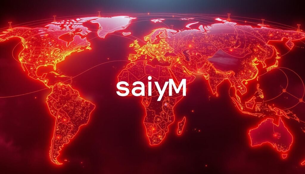 A vibrant, detailed esim coverage map showcasing the global reach and connectivity of Saily eSIM. Rendered in realistic, high-resolution detail, the map features intricate land masses, oceans, and a pulsing grid of cellular towers and signal coverage, radiating outward in warm hues. The foreground displays the Saily eSIM logo prominently, while the middle ground depicts country borders, major cities, and transportation routes. The background offers a sense of depth, with atmospheric lighting and subtle gradients, conveying a modern, technological aesthetic. The overall image projects a strong, reliable, and comprehensive eSIM solution for seamless global data access.
