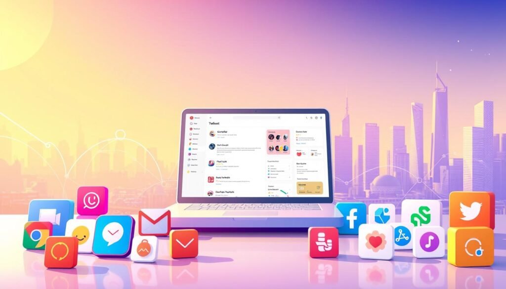 A vibrant, digitally-rendered illustration showcasing a diverse range of Todoist integrations for enhanced productivity. In the foreground, various productivity-focused app icons like Google Calendar, Gmail, and Slack are elegantly arranged, seamlessly connecting to a central Todoist interface. The middle ground features a clean, minimalist workspace with a to-do list, calendar, and other task management tools, all powered by Todoist's intuitive design. The background depicts a softly-lit, futuristic cityscape, symbolizing the seamless integration of Todoist into the modern, technology-driven workflow. The overall composition conveys a sense of efficiency, organization, and the power of leveraging Todoist's integrations to streamline daily tasks and boost productivity.