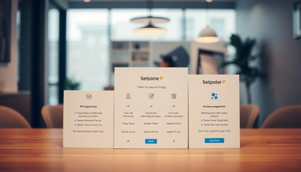 An elegant comparison of SetApp's pricing plans against a warm, inviting backdrop. A finely crafted table in the foreground, displaying the plan details with clarity and precision. The middle ground features subtle icons and visual cues, guiding the viewer's eye. In the background, a softly blurred office setting, conveying a sense of productivity and professionalism. Muted colors and gentle lighting create a sophisticated, refined atmosphere, befitting the premium service being showcased. The overall composition strikes a balance between informative and visually appealing, drawing the viewer in to explore the pricing options. An elegant comparison of SetApp's pricing plans against a warm, inviting backdrop. A finely crafted table in the foreground, displaying the plan details with clarity and precision. The middle ground features subtle icons and visual cues, guiding the viewer's eye. In the background, a softly blurred office setting, conveying a sense of productivity and professionalism. Muted colors and gentle lighting create a sophisticated, refined atmosphere, befitting the premium service being showcased. The overall composition strikes a balance between informative and visually appealing, drawing the viewer in to explore the pricing options.