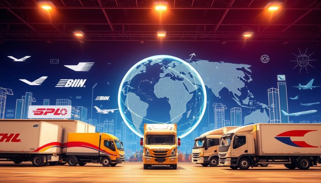 Vivid, high-resolution image of the top shipping carriers' solutions, showcasing their logos, delivery vehicles, and other key visual elements. The foreground depicts the carriers' services and delivery options in a clear, organized manner, with the middle ground highlighting their technological innovations and streamlined shipping processes. The background suggests a modern, efficient logistics ecosystem, with a sense of motion and global connectivity. Lighting is warm and inviting, with a crisp, high-contrast aesthetic that emphasizes the professionalism and reliability of the featured solutions. The overall mood is one of trust, efficiency, and a commitment to delivering seamless shipping experiences. Vivid, high-resolution image of the top shipping carriers' solutions, showcasing their logos, delivery vehicles, and other key visual elements. The foreground depicts the carriers' services and delivery options in a clear, organized manner, with the middle ground highlighting their technological innovations and streamlined shipping processes. The background suggests a modern, efficient logistics ecosystem, with a sense of motion and global connectivity. Lighting is warm and inviting, with a crisp, high-contrast aesthetic that emphasizes the professionalism and reliability of the featured solutions. The overall mood is one of trust, efficiency, and a commitment to delivering seamless shipping experiences.
