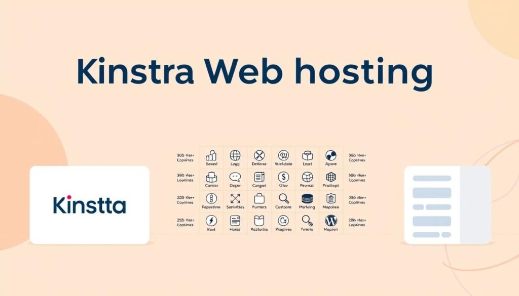 A comparative visual analysis of Kinsta web hosting versus its competitors, showcased in a sleek, modern infographic style. In the foreground, three prominent web hosting platforms are displayed side-by-side, their logos and key features highlighted against a minimalist, light-colored background. The middle ground features a grid of icons representing various hosting attributes, such as speed, security, and customer support, allowing for a direct comparison between the services. The background subtly blends warm tones and geometric patterns, creating a professional, data-driven atmosphere. The overall composition emphasizes clarity, balance, and attention to detail, guiding the viewer through the key differences between Kinsta and its industry rivals.