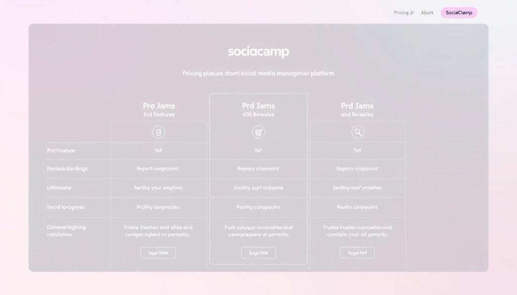 A sleek and modern pricing plan layout for Social Champ, a leading social media management platform. The foreground features a clean and well-organized table showcasing the different pricing tiers, with clear delineation between individual plans. The middle ground highlights key features and benefits of each plan using crisp iconography and concise text. The background provides a soft, gradient-based color palette that complements the branding, creating a visually appealing and professional look. The overall composition conveys a sense of clarity, accessibility, and attention to detail that reflects the comprehensive offerings of Social Champ.