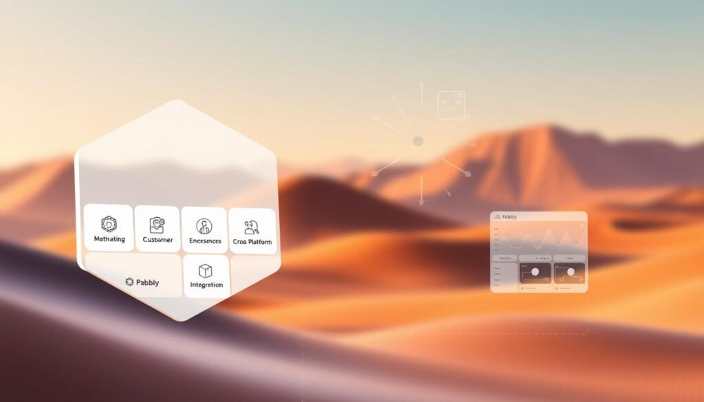 A sleek, modern illustration showcasing the key features of Pabbly, a comprehensive business solutions platform. In the foreground, a clean, geometric layout highlights the core functionalities - workflow automation, customer management, and cross-platform integrations - presented with clear iconography and minimalist labeling. The middle ground features dynamic visualizations, such as data graphs and workflow diagrams, conveying Pabbly's analytical and organizational capabilities. The background is a softly blurred, gradient-infused landscape, evoking a sense of technological sophistication and innovation. Warm, directional lighting casts subtle shadows, adding depth and dimension to the overall composition. The overall mood is one of efficiency, productivity, and the seamless convergence of business processes.