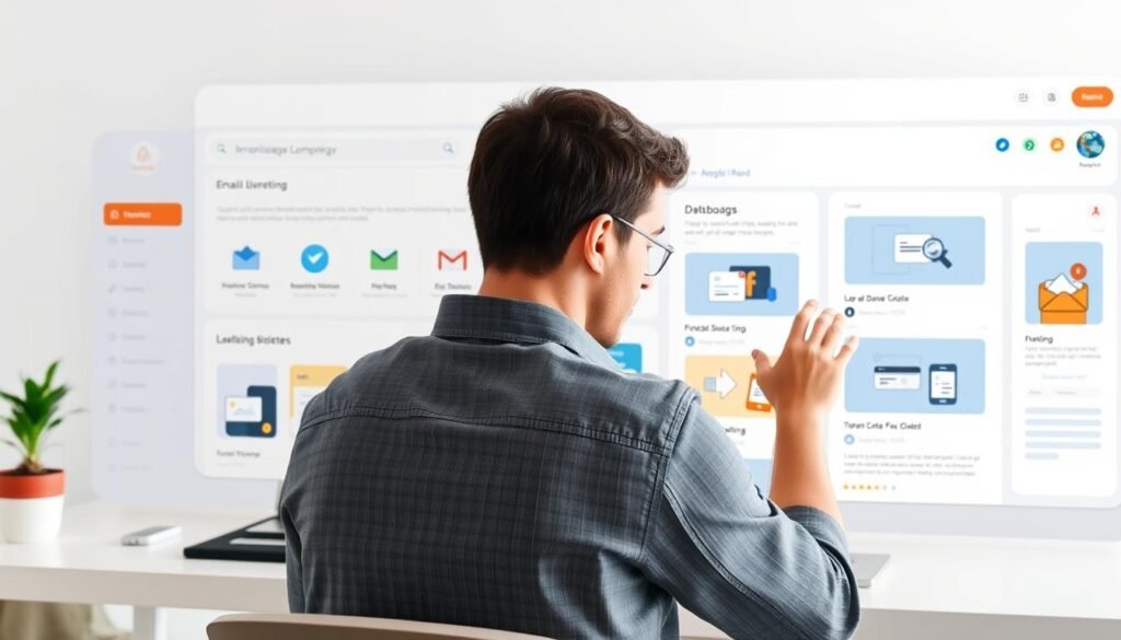 A sleek, modern interface featuring a clean, intuitive dashboard with customizable widgets and easy-to-navigate menus. A user effortlessly navigates through MailerLite's powerful email marketing tools, crafting visually stunning campaigns with a user-friendly drag-and-drop editor. Vibrant, high-quality icons and illustrations provide clear guidance, while a responsive design ensures optimal user experience across devices. The overall atmosphere is one of efficiency, productivity, and a sense of empowerment, reflecting MailerLite's commitment to simplifying email marketing for businesses of all sizes.
