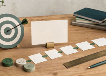Illustration d’objectifs d’impact mesurables avec cible, cartes et jalons