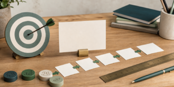 Illustration d’objectifs d’impact mesurables avec cible, cartes et jalons