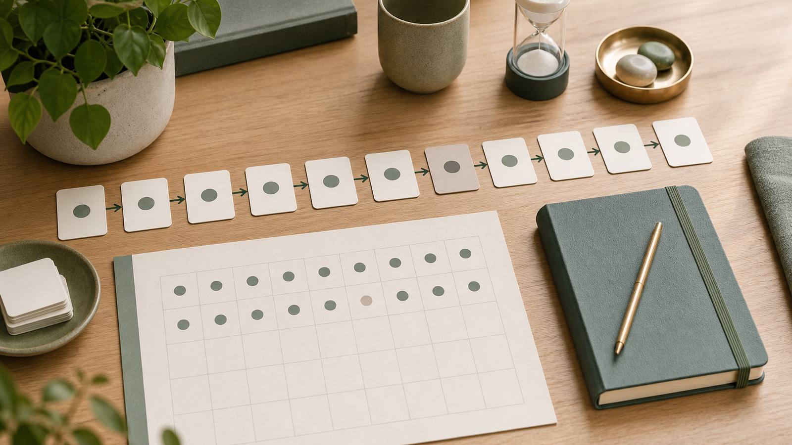 Grille d’habitudes et cartes répétées pour rester constant sans dépendre de la motivation