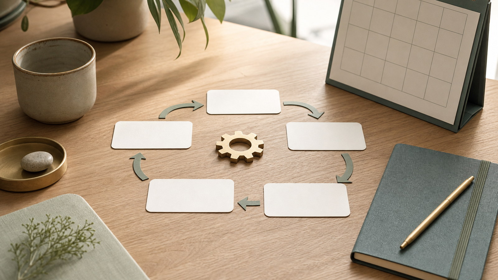 Cartes de système et engrenage illustrant une méthode plus fiable que la motivation