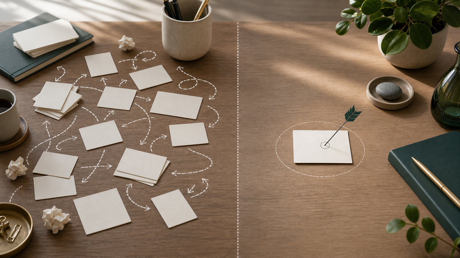 Cartes dispersées et cible claire montrant la différence entre activité et impact