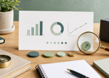 Illustration d’un indicateur d’impact avec graphiques, mesure et preuve de changement